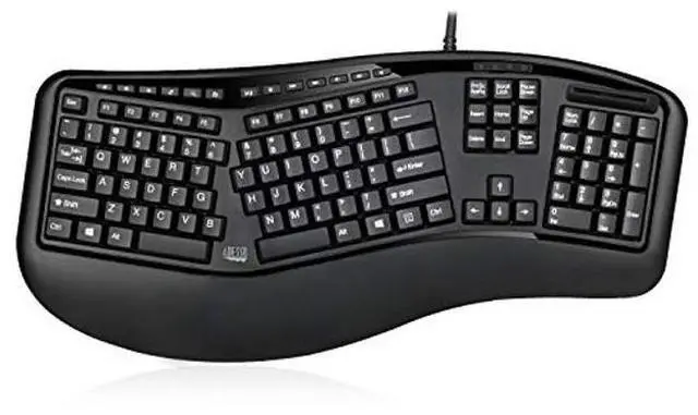 Alt view image 2 of 5 - Adesso TruForm AKB-150SB-TAA Desktop Ergonomic Smart Card Reader Keyboard (TAA Compliant), Black