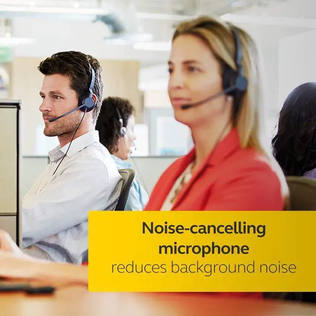Alt view image 2 of 5 - Jabra Biz 2300 USB-A MS On-Ear Stereo Headset - Skype for Business Certified Noise-Cancelling and Corded Headphone with Call Control Unit for Deskphones and Softphones