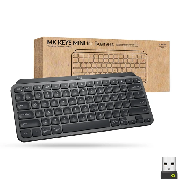 Main image of Logitech MX Keys Mini Wireless Illuminated Keyboard for Business, Compact, Logi Bolt Technology, Backlit, Rechargeable, Globally Certified, Windows/Mac/Chrome/Linux - Graphite