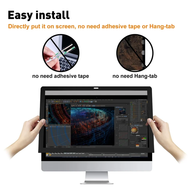 Alt view image 4 of 5 - bersem Fully Removable Privacy Screen Protector for iMac 27 inch Monitor