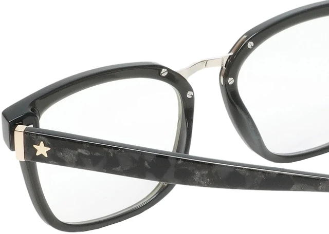 Alt view image 4 of 5 - Elton John Opus Large Unisex Rectangular Acetate Designer Blue Light Glasses Gloss Crystal Black 53