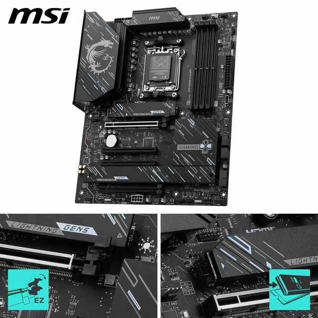 Alt view image 3 of 5 - MSI X870 Gaming Plus WiFi Motherboard, ATX - Supports AMD Ryzen 9000/8000 / 7000 Processors, AM5-60A SPS VRM, DDR5 Memory Boost 8200+ MT/s (OC), PCIe 5.0 x16 & 4.0 x16, M.2 Gen5, Wi-Fi 7, 5G LAN