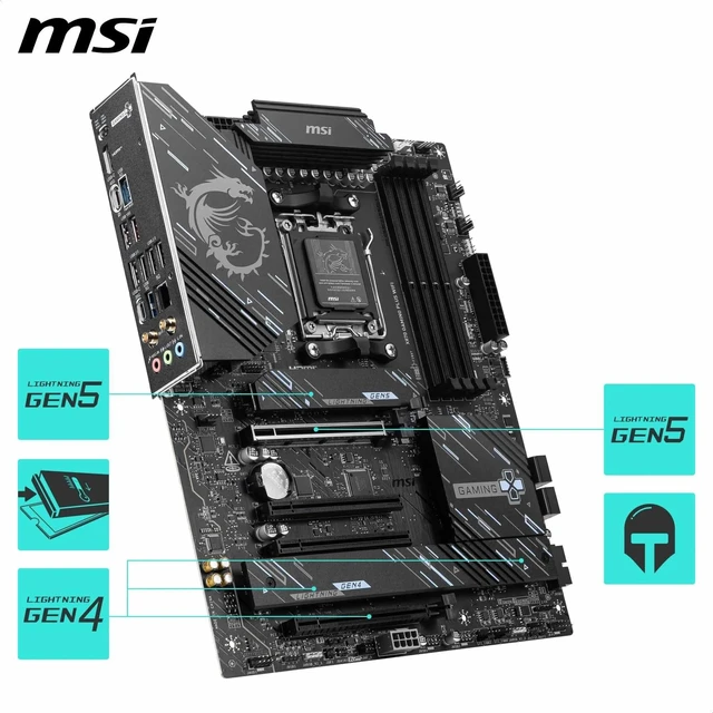 Alt view image 5 of 5 - MSI X870 Gaming Plus WiFi Motherboard, ATX - Supports AMD Ryzen 9000/8000 / 7000 Processors, AM5-60A SPS VRM, DDR5 Memory Boost 8200+ MT/s (OC), PCIe 5.0 x16 & 4.0 x16, M.2 Gen5, Wi-Fi 7, 5G LAN
