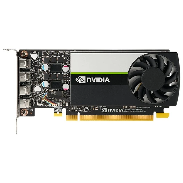 Alt view image 2 of 4 - PNY NVIDIA T1000 8 GB Professional Graphic Card 8GB GDDR6 PCI Express 3.0 x16, Single Slot, 4X Mini-DisplayPort, 8K Support, Ultra-Quiet Active Fan (VCNT1000-8GB-PB)
