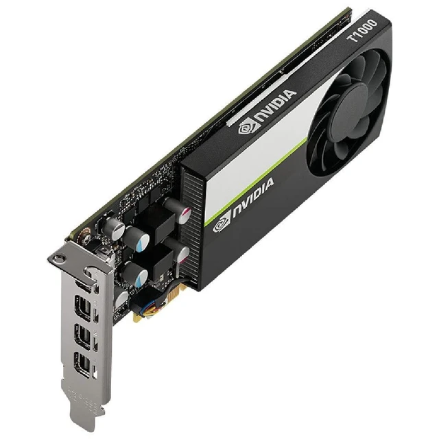 Alt view image 3 of 4 - PNY NVIDIA T1000 8 GB Professional Graphic Card 8GB GDDR6 PCI Express 3.0 x16, Single Slot, 4X Mini-DisplayPort, 8K Support, Ultra-Quiet Active Fan (VCNT1000-8GB-PB)