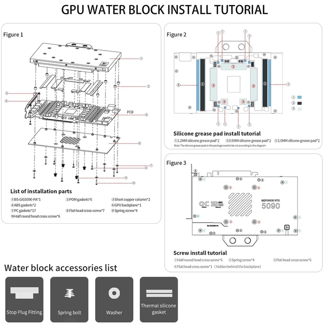 Alt view image 5 of 5 - Barrow GPU Water Block for Gigabyte RTX5090 D Gaimg/Windforce/Master, Full-Cover GPU Waterblack Include Backplate, Copper Base Cooling, Designed for High-Load Gaming Water Cooling