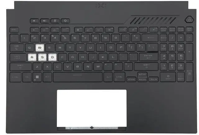 Main image of BestParts Palmrest with RGB Backlit Keyboard Replacement for ASUS TUF Gaming F15 FX507 FX507ZC FX507ZE, A15 FA507 (for 56Wh Battery Models, Single Air Outlet Vent, US Layout, Transparent WASD Keys)