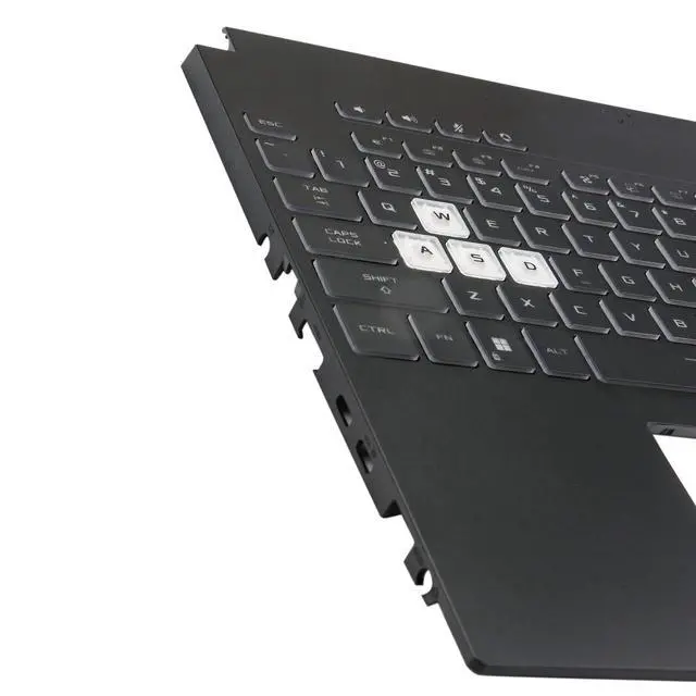 Alt view image 3 of 5 - BestParts Palmrest with RGB Backlit Keyboard Replacement for ASUS TUF Gaming F15 FX507 FX507ZC FX507ZE, A15 FA507 (for 56Wh Battery Models, Single Air Outlet Vent, US Layout, Transparent WASD Keys)
