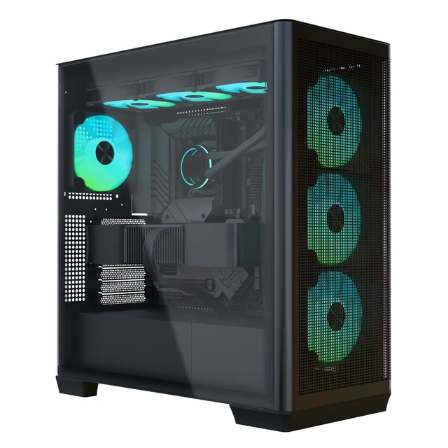 Alt view image 2 of 2 - APNX C1-R Mid-Tower ATX High Airflow PC Case, 4x120mm PWM ARGB Fan, 11 Fan Slots, 360mm Radiator Support, 5-Port PWM ARGB Hub, Back-Connect Motherboard Support, Tempered Glass Panel, Type-C