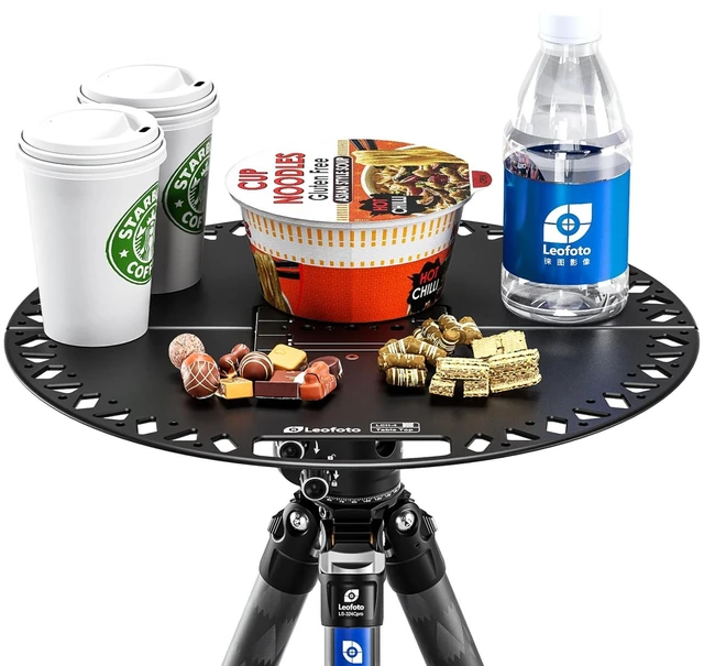 Alt view image 3 of 5 - LEOFOTO Multifunctional Folding Tray, Portable Tripod Mountable Table with Arca Compatible Clamp, 3/8" and 1/4" Mounting Holes, Accessory Cutouts (LCH-4)