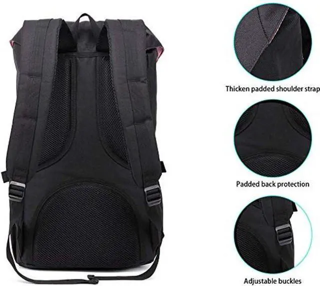 Alt view image 4 of 5 - KAUKKO Laptop Outdoor Backpack Traveling Daypack Hiking Rucksack Large Capacity Bag Fits 15.6"(0-Black(2PC))