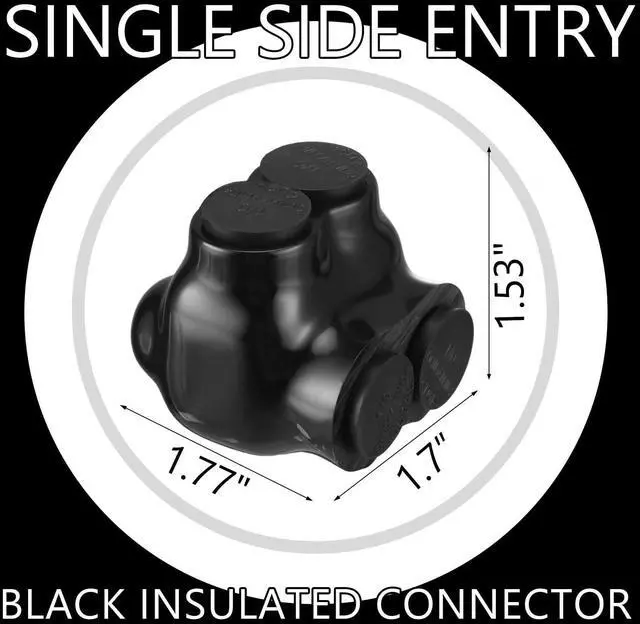 Alt view image 3 of 5 - Saysurey 5 Pcs Insulated Multi Cable Connectors 2 Port Single Entry Splice Electrical Power Connector Black Interconnect Terminals Pre Filled (1/0-14 AWG Wire Range)
