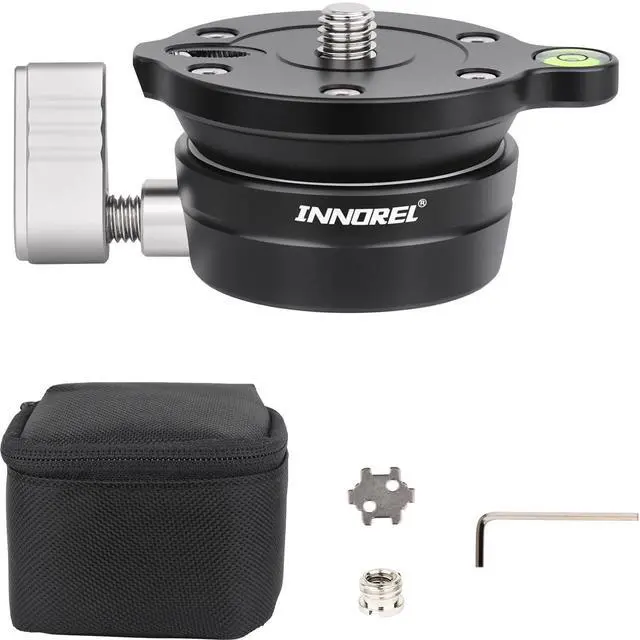 Main image of INNOREL Tripod Leveling Base, LB50 Leveling Base Half Ball with Offset Bubble Level and Bubble Level Bag for Ballhead, Fluid Head, Gimbal Heads, Z Flex Head, Tripods and Monopods with 3/8" Thread