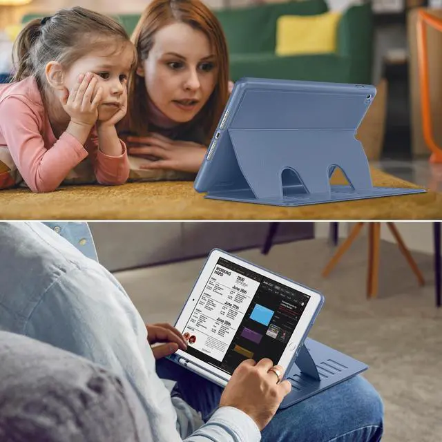 Alt view image 2 of 5 - VIKESI Case for iPad 9th / 8th / 7th Generation 10.2 inch (2021/2020/2019 Released),Multiple Angles Magnetic Stand Cover,Shockproof Back,Pencil Holder,and Auto Sleep/Wake,Mist Blue