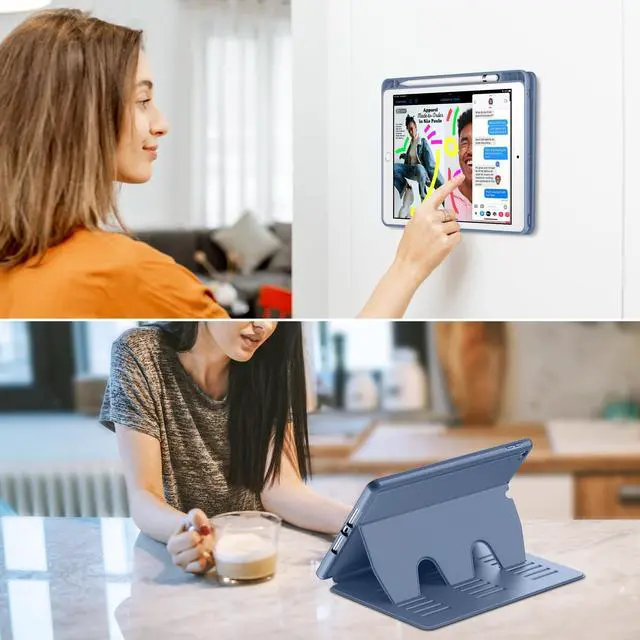 Alt view image 3 of 5 - VIKESI Case for iPad 9th / 8th / 7th Generation 10.2 inch (2021/2020/2019 Released),Multiple Angles Magnetic Stand Cover,Shockproof Back,Pencil Holder,and Auto Sleep/Wake,Mist Blue