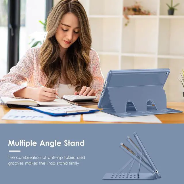 Alt view image 4 of 5 - VIKESI Case for iPad 9th / 8th / 7th Generation 10.2 inch (2021/2020/2019 Released),Multiple Angles Magnetic Stand Cover,Shockproof Back,Pencil Holder,and Auto Sleep/Wake,Mist Blue