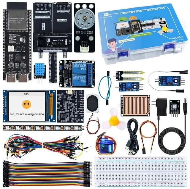Main image of LAFVIN AIoT Starter Kit, ESP32-S3 AI Voice Control Electronics Starter Kit, DHT11 Temperature Humidity Sensor, Servo, Relay for Smart Home & IoT DIY Projects