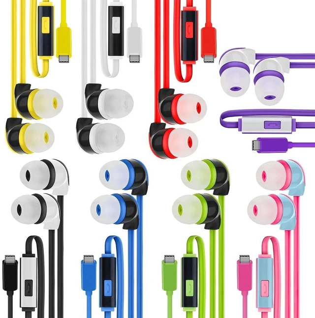 Alt view image 2 of 5 - JustJamz USB C Earbuds, 100 Pack in-Ear Wired Headphones USBC with Microphone, Type C Earphones for iPhone 15, iPad and Most USB-C Devices, Classroom Bulk Wired Earbuds