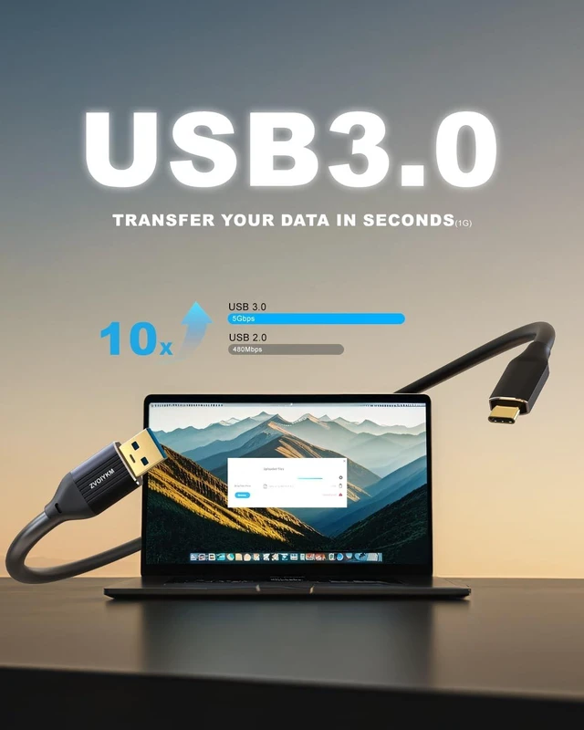Alt view image 2 of 5 - ZVOIYKM USB A to USB C 3.0 Data Extension Cable 50ft, 5Gbps High-Speed