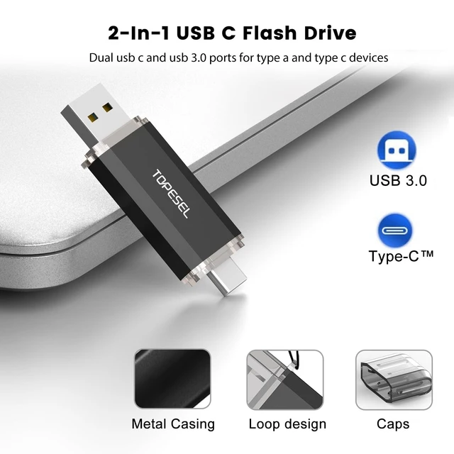 Alt view image 2 of 5 - TOPESEL Type C 2 Pack 64GB USB C Flash Drive Dual 2-in-1 Thumb Drive USB 3.0/3.1 Gen1 Drive 64 GB USB-C Memory Stick with LED Indicator for Easy Data Sharing Between PC and Smartphones