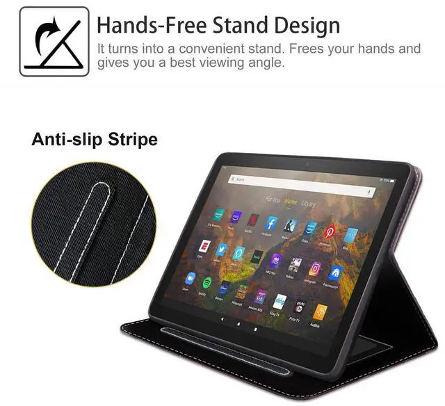 Alt view image 5 of 5 - BWOOLL Case for Kindle Fire 7 Tablet (7" Display, 9th/7th Generation, 2019/2017 Release), Slim Lightweight PU Leather Stand Cover with Auto Wake/Sleep, Owl Under The Moon