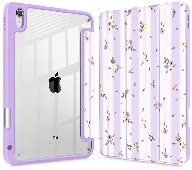 Main image of Mektron Case for 2026 iPad Air 13 inch M4 Cover Compatible 2025 iPad Air 13 inch M3 2024 iPad Air 13 inch M2 with Pencil Holder Shockproof Clear Shell, Flowers & Adorable Lace
