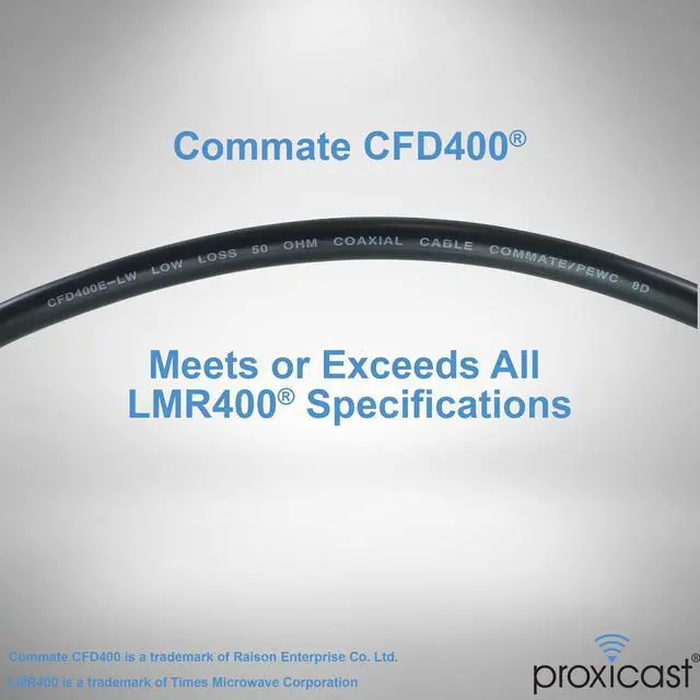 Alt view image 5 of 5 - Proxicast 50 ft RP SMA Male to N Male Premium CFD400 Low-Loss Coaxial Cable (50 Ohm) for Connecting WiFi & Helium Miner (HNT Hotspots) to N-Female Antennas (Not for TV or Cellular) (ANT-310-420-50)
