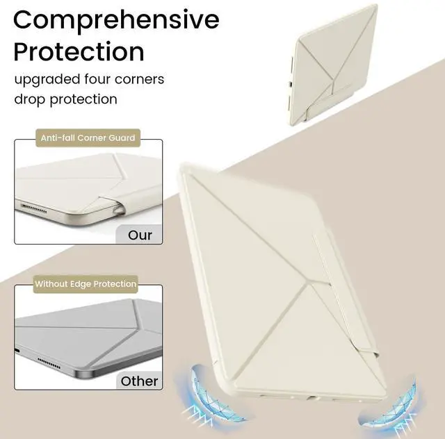Alt view image 4 of 5 - SQQSOOZ for iPad Air 11 Inch Case M3/M2 (2025/2024), iPad Air 5th/4th Gen Case 10.9 Inch (2022/2020) w/Pencil Holder, Portrait/Landscape 4+ Angles Magnetic Cover for iPad Air 11'' 10.9'', Cream White