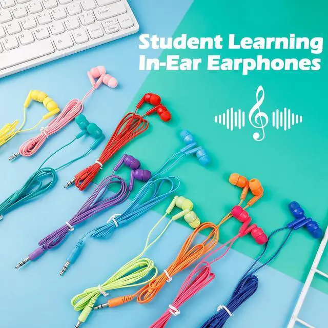 Alt view image 4 of 5 - MENGLALA Earbud Bulk Kids Headphone for Classroom School 200 Pack,Wholesale Classroom Students Wired Earphones with 3.5 mm Jack for Computers Chromebook Laptop PC (Mixed Colors)
