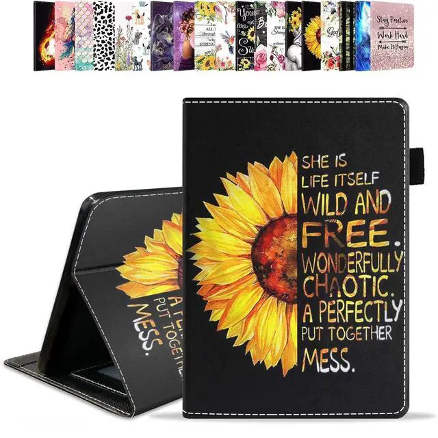 Main image of POIUYTREW Case for All-New Fire Max 11 Tablet (11 Inch, 13th Generation, 2023 Release), PU Leather Folio Cover with Card Slot & Auto Wake/Sleep, Sunflower Floral Quote