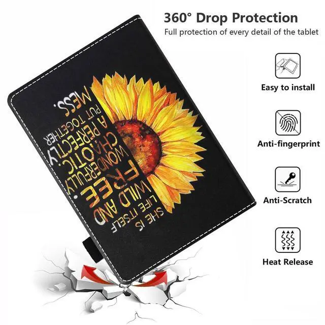 Alt view image 5 of 5 - POIUYTREW Case for All-New Fire Max 11 Tablet (11 Inch, 13th Generation, 2023 Release), PU Leather Folio Cover with Card Slot & Auto Wake/Sleep, Sunflower Floral Quote