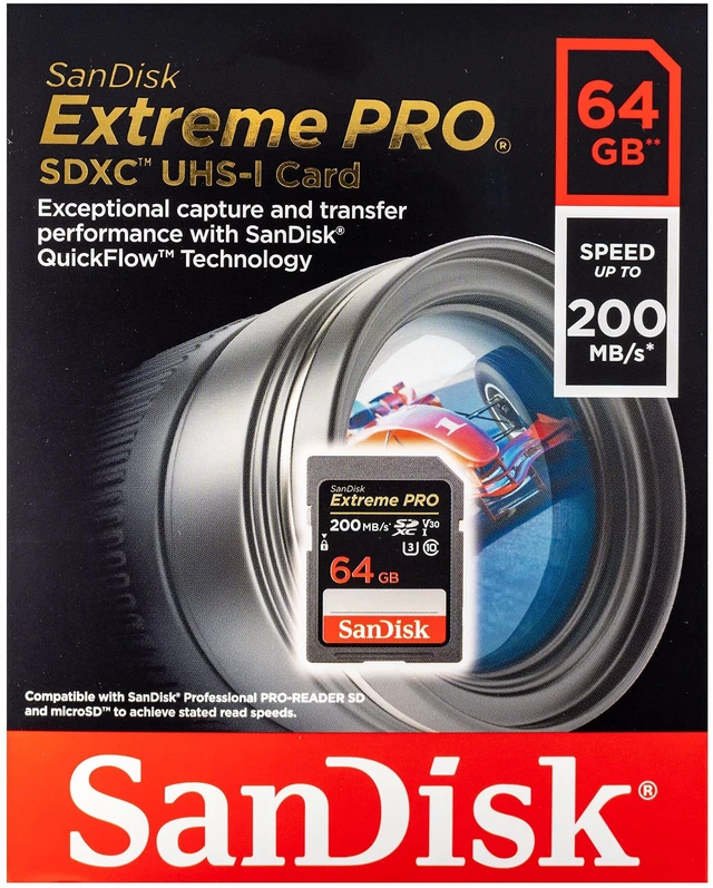 Alt view image 2 of 5 - SanDisk 64GB SD Extreme Pro SDXC UHS-I Memory Card Compatible with Nikon Z6III, Z50II and Z5II Mirrorless Cameras (SDSDXXU-064G-GN4IN) Bundle with 1 Everything But Stromboli MicroSD & SD Card Reader