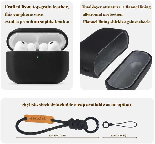 Alt view image 2 of 5 - AeroZylo for AirPods Pro 3 (2025) 100% Genuine Leather Case,Crazy Horse Leather Vintage Case,Handmade Top,Hard Shell & Rich Patina,Wireless Charging,for AirPods Pro 3rd Gen