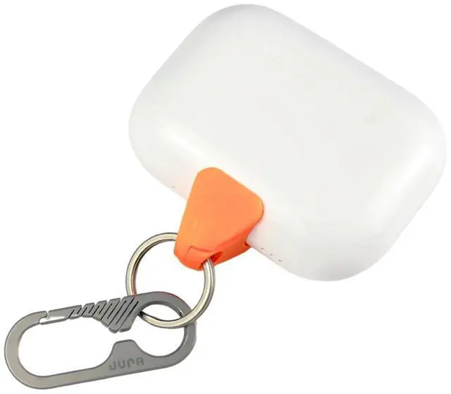 Main image of Jura Anchor for All Apple AirPods Titanium Carabiner Clip - Vibrant Orange Anchor AirPods Pro 3, Pro 2, AirPods 4 & Every Generation Keychain Lanyard Attachment Lightning & USB-C Include
