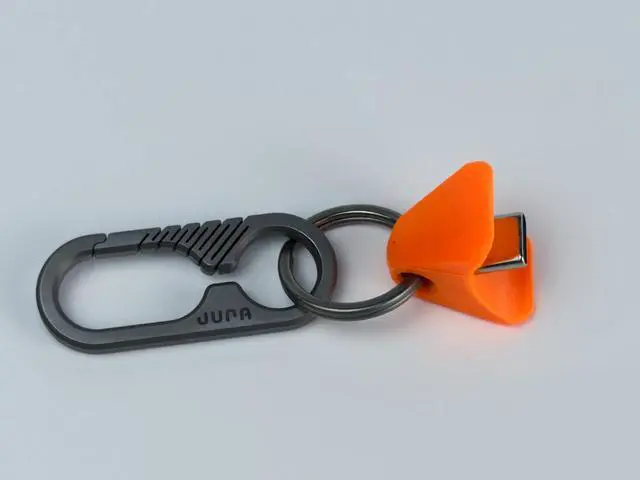 Alt view image 3 of 5 - Jura Anchor for All Apple AirPods Titanium Carabiner Clip - Vibrant Orange Anchor AirPods Pro 3, Pro 2, AirPods 4 & Every Generation Keychain Lanyard Attachment Lightning & USB-C Include