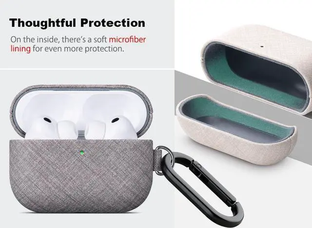 Alt view image 3 of 5 - Haobobro Handmade Case - for AirPods Pro 3 Case Cover with Key chain - Selected Skin-friendly Vegan Leather, Linen Cloth style, Drop Protective Hard Cover for AirPods Pro 3rd Gener