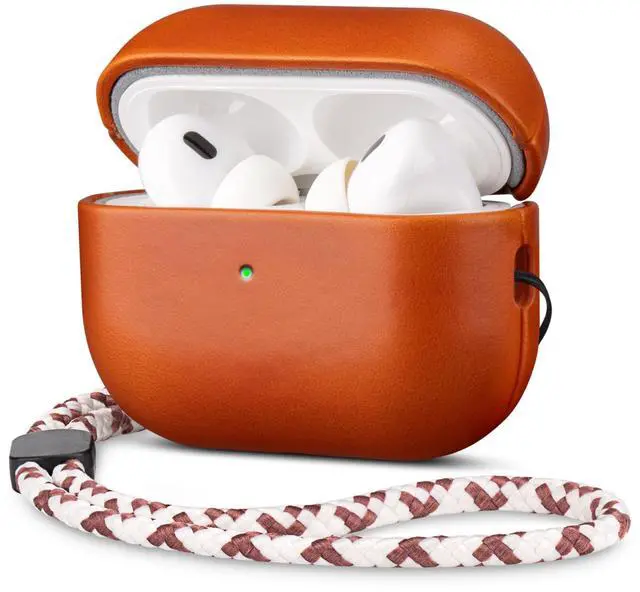 Main image of RIXENY Genuine Leather Case for AirPods Pro 3 (3rd Gen 2025) - Elegant Leather Cover, Adjustable Lanyard, Hard Shell, Develops Patina, Wireless Charging, for Fashion & Luxury Lovers,
