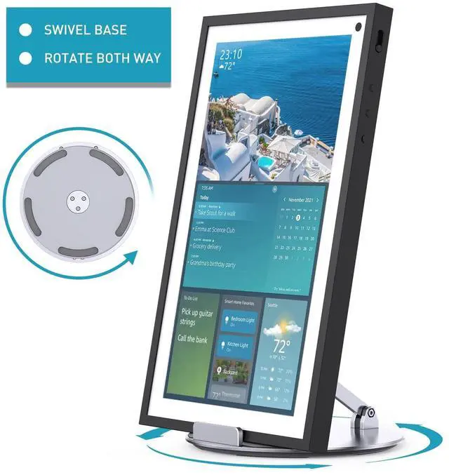 Alt view image 2 of 5 - Letlar Tilt and Swivel Stand for Echo Show 15, Make of Aluminum Alloy, Rotatable and Foldable, Echo Show 15 Mount Suitable for 8"-16" Tablet/iPad, Work for Portrait Landscape Mode, Silver
