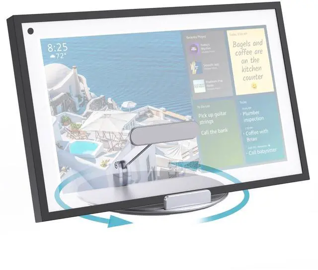 Main image of Letlar Tilt and Swivel Stand for Echo Show 15, Make of Aluminum Alloy, Rotatable and Foldable, Echo Show 15 Mount Suitable for 8"-16" Tablet/iPad, Work for Portrait Landscape Mode, Silver