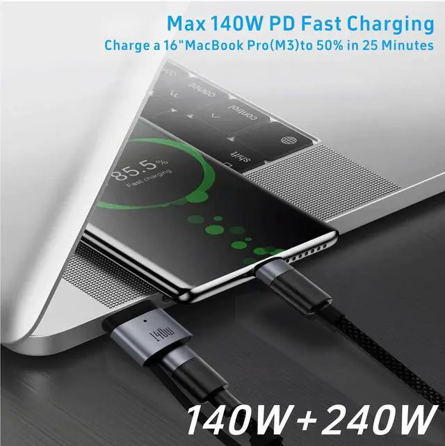 Alt view image 3 of 5 - HNCSYaojia 140W USB-C to Magnetic3 Charger (6.6ft) Includes a 240W USB-C Adapter That Supports PD 3.1 Fast Charging and Features an LED Indicator. It is Compatible with MacBook and iPad.