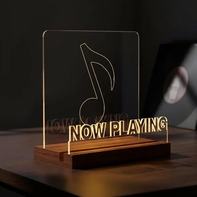 Main image of Homsewit Now Playing Vinyl Record Stand, Wooden LED Vinyl Album Display Storage, Light Up Acrylic Music Collection Holder