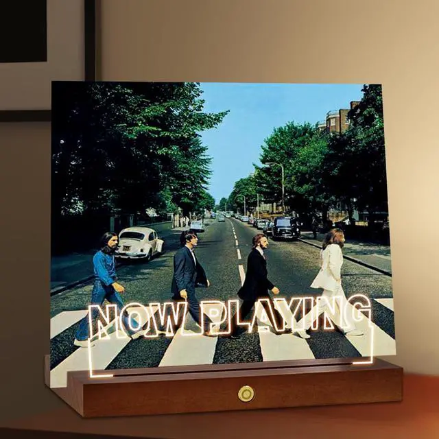 Alt view image 2 of 5 - Homsewit Now Playing Vinyl Record Stand, Wooden LED Vinyl Album Display Storage, Light Up Acrylic Music Collection Holder