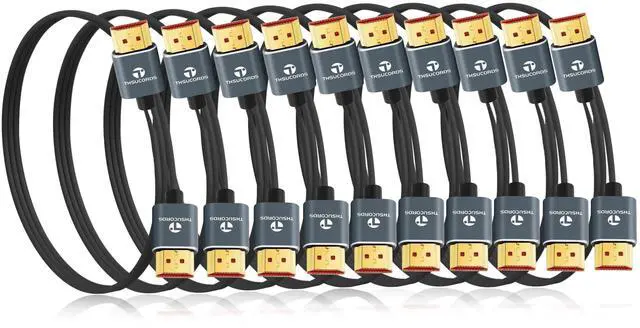 Main image of Thsucords Ultra Thin 8K 4K HDMI Cables 1.6FT 10 Pack, Slim & Flexible Soft High Speed HDMI 2.1 Lead Support 4K@120Hz 8K@60Hz 48Gbps for Roku TV/HDTV/PS5/Blu-ray