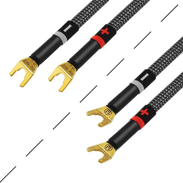 Alt view image 5 of 5 - WORLDS BEST CABLES 6 Foot Ultimate - 8 AWG - Ultra-Pure OFC - Premium Audiophile HiFi Speaker Cable Pair with Eminence Spade Plugs & Carbon Tweed Jacket