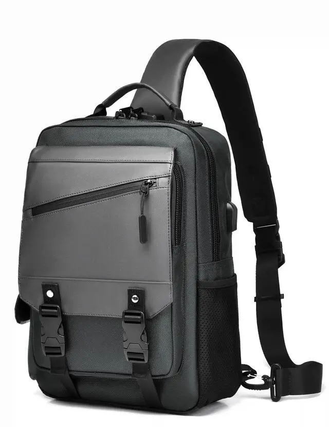 Main image of BASICPOWER Messenger Bag for Men Water-resistant Sling Backpack Anti-theft Unisex Crossbody Bag Fit 14 Inch Laptop with USB Port for Daily Use