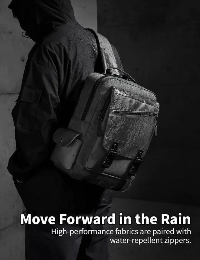 Alt view image 2 of 5 - BASICPOWER Messenger Bag for Men Water-resistant Sling Backpack Anti-theft Unisex Crossbody Bag Fit 14 Inch Laptop with USB Port for Daily Use