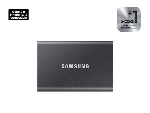 Alt view image 2 of 5 - Samsung T7 Portable SSD 1TB Titan Gray, USB 3.2 Gen 2, Up to 1,050MB/s