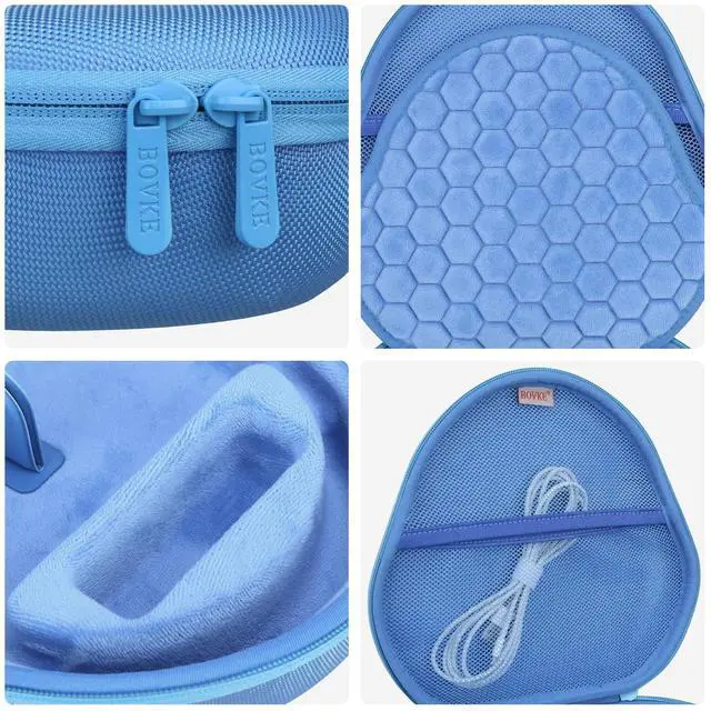 Alt view image 5 of 5 - BOVKE Hard Carrying Case with Sleep Mode for Apple AirPods Max 2 Wireless Over-Ear Headphones, AirPods Max Protective Portable Storage Bag with Mesh Pocket for Headphone Accessories, Blue