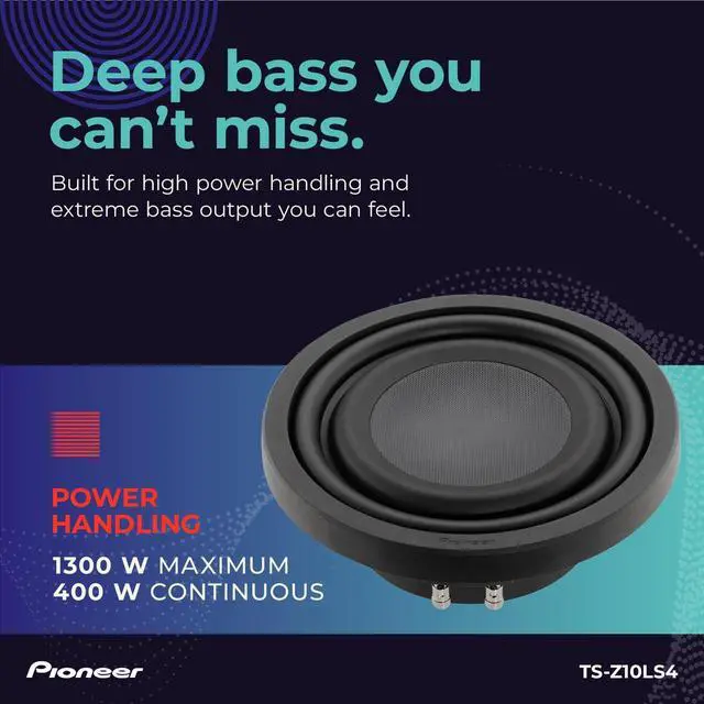 Alt view image 4 of 5 - PIONEER Z-Series TS-Z10LS4 10 Premium Subwoofer 1300W Max, Shallow-Mount Design, Deep Bass in Tight Spaces, Compact, Slim, Truck/Car Subwoofer