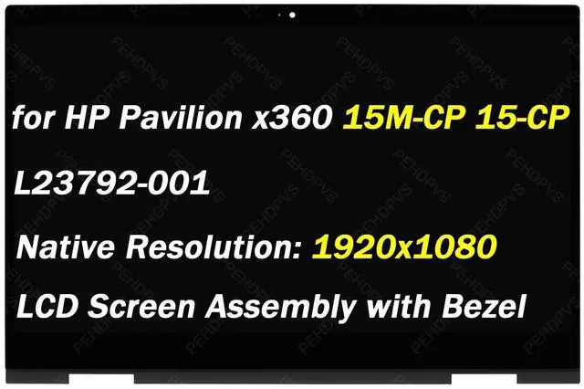 Main image of Replacement for HP Envy X360 15M-CP0011DX 15M-CP0012DX 15-CP0053CL 15M-CP 15-CP L23792-001 - 15.6" FHD Touch LCD Screen Display Assembly with Bezel